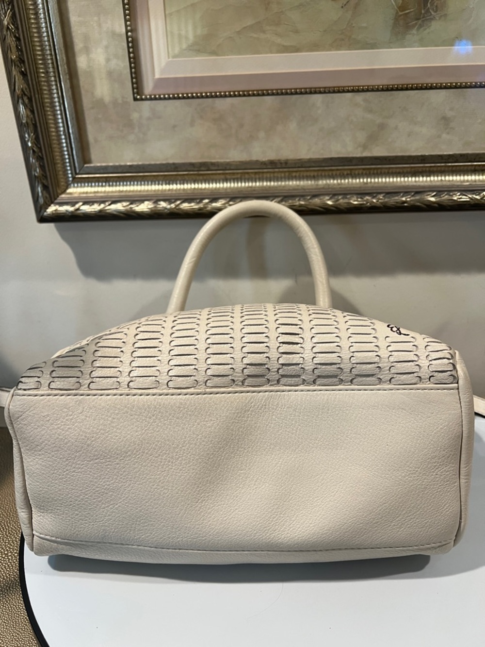 Elliott Lucca Cream Woven-Texture Satchel Crossbody Bag - Picture 8 of 17
